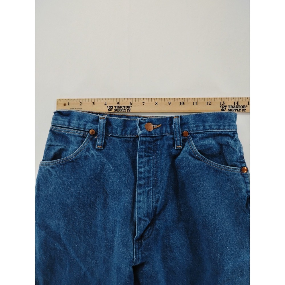 Wrangler Jeans Womens 9/10x32 Blue High Rise Mom Western Made In USA 28x32 - Picture 7 of 9